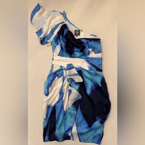 Vince Camuto Blue and Cream Dress